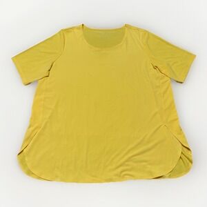 Susan Graver Womens L Yellow Essentials Stretch 1/2 Sleeve T Shirt Blouse